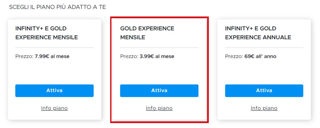 Piani abbonamento mediaset gold e infinity